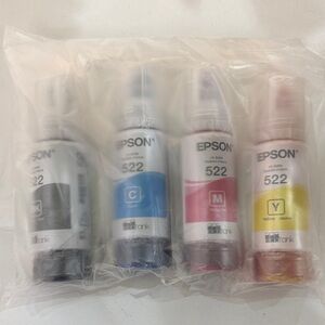 Epson 522 Ink Bottles - Black, Blue, Pink, Yellow